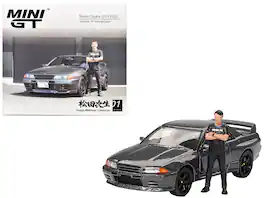 Mini GT - Nissan Skyline GT-R (R32) RHD (Right Hand Drive) Metallic with Tsugio Matsuda Figure Limited Edition 1/64 - Gunmetal Gray