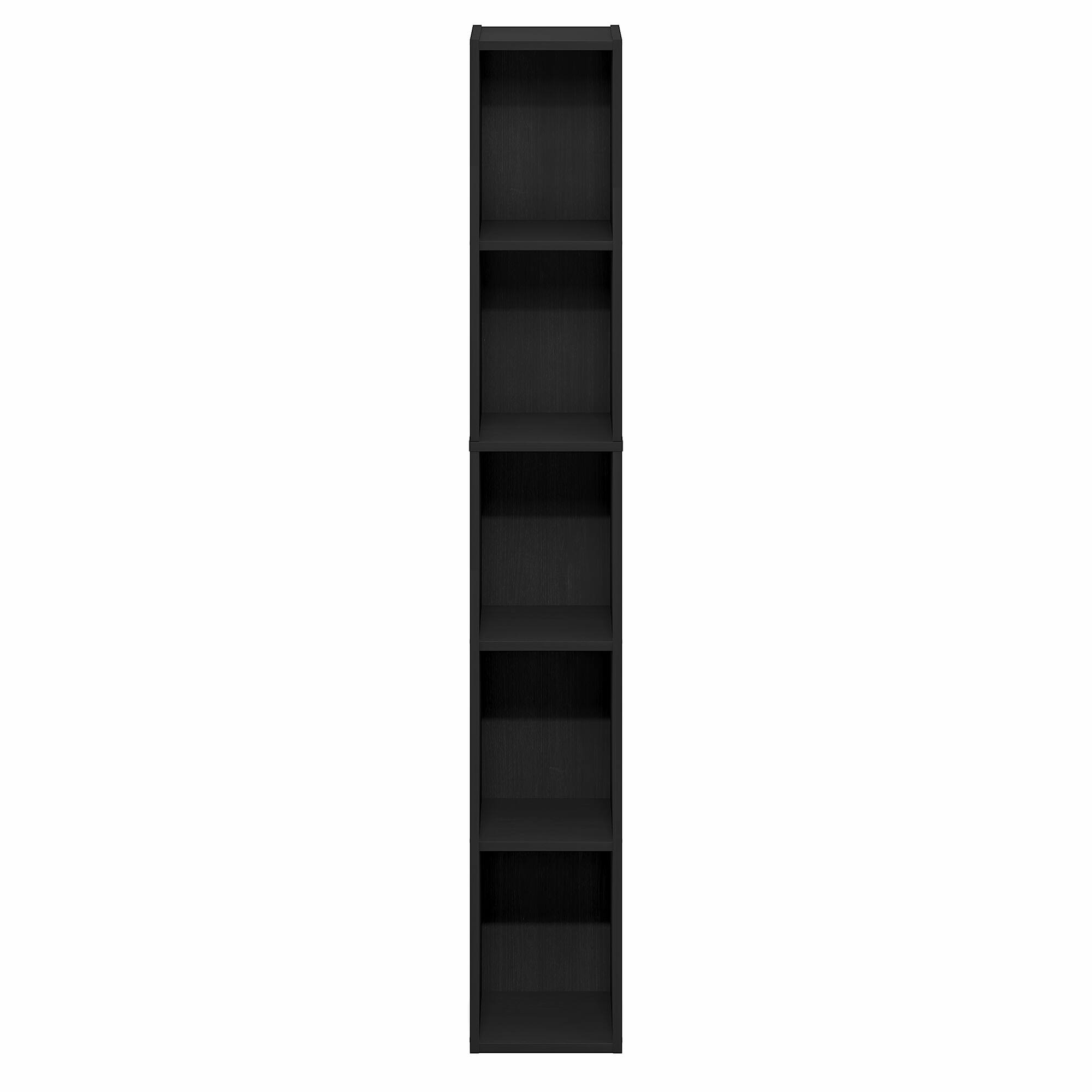 Alt View 6. Furinno - FULDA Book Shelf, 5-Tier Tall Narrow Bookshelf, Standing Bookcase with 8-In Width Storage Shelf, 9.3 x 7.9 x 51.9 - Blackwood.