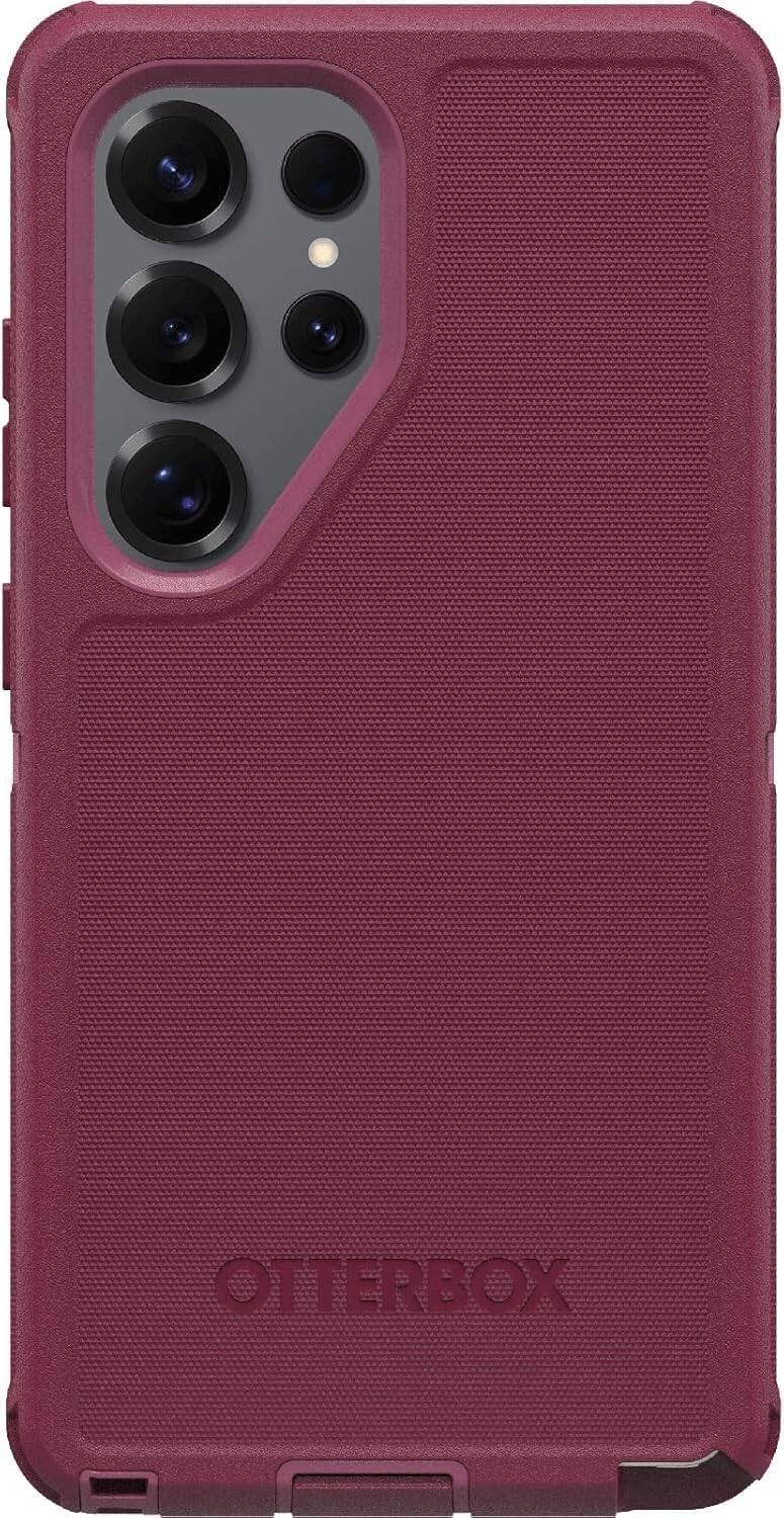 Back. OtterBox - OtterBox Galaxy S25 Ultra (Only) Defender Series Case - Holster Clip Included - Rugged & Durable - with Port Protection - Foxberry (Pink).