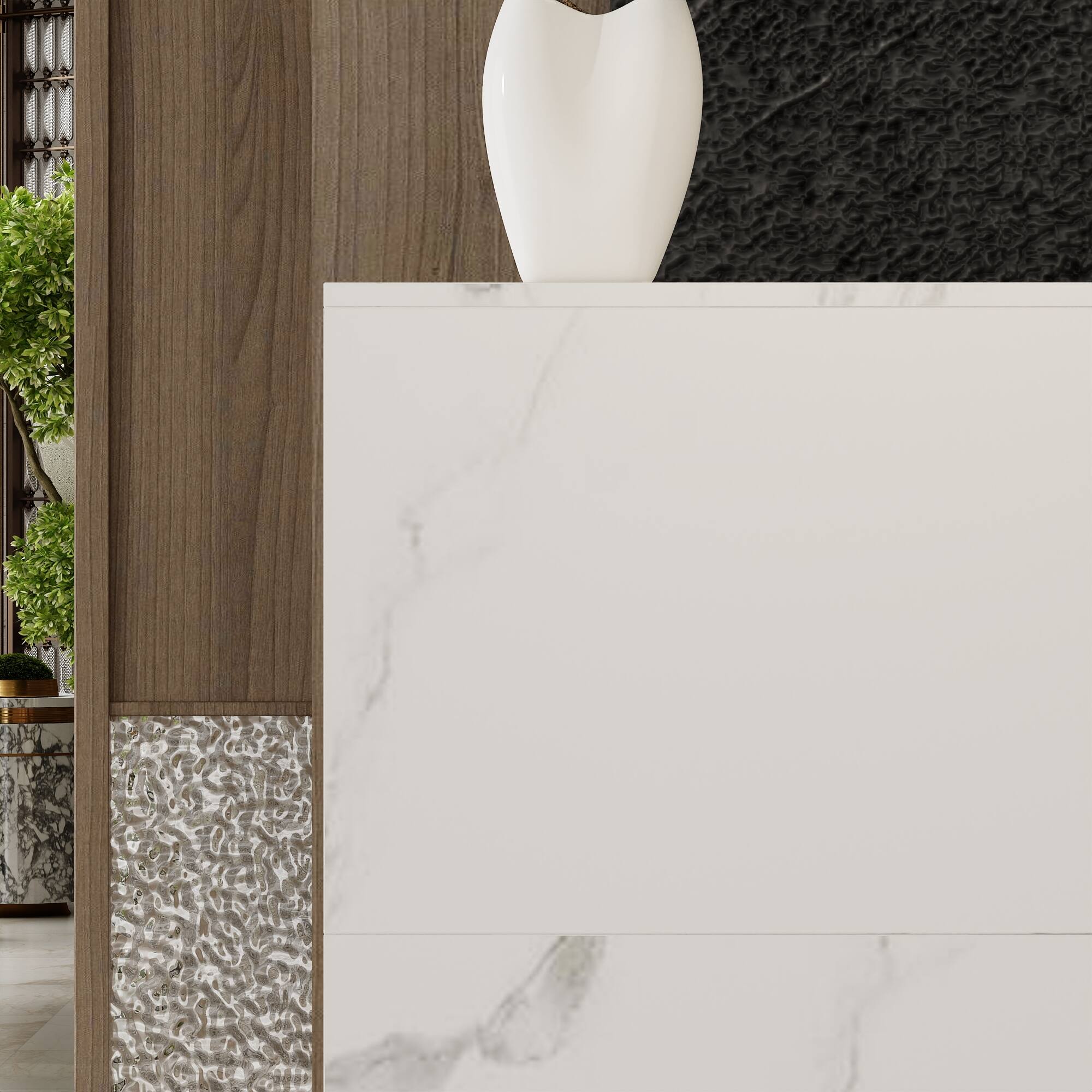 Alt View 4. Famapy - Famapy Office Reception Desk: Functional Storage, Sleek Design Working Desk for Workspaces - White.