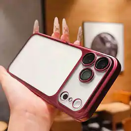 Dteck - Plating Matte Case For iPhone 18 Pro Max with Camera Lens Screen Protector, Shockproof Frosted Translucent Cover - Winered