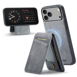 Dteck - Detachable Magnetic Wallet Case For Apple iPhone 17 Pro Max Shockproof Leather RFID Blocking Flip Kickstand Cover - Gray