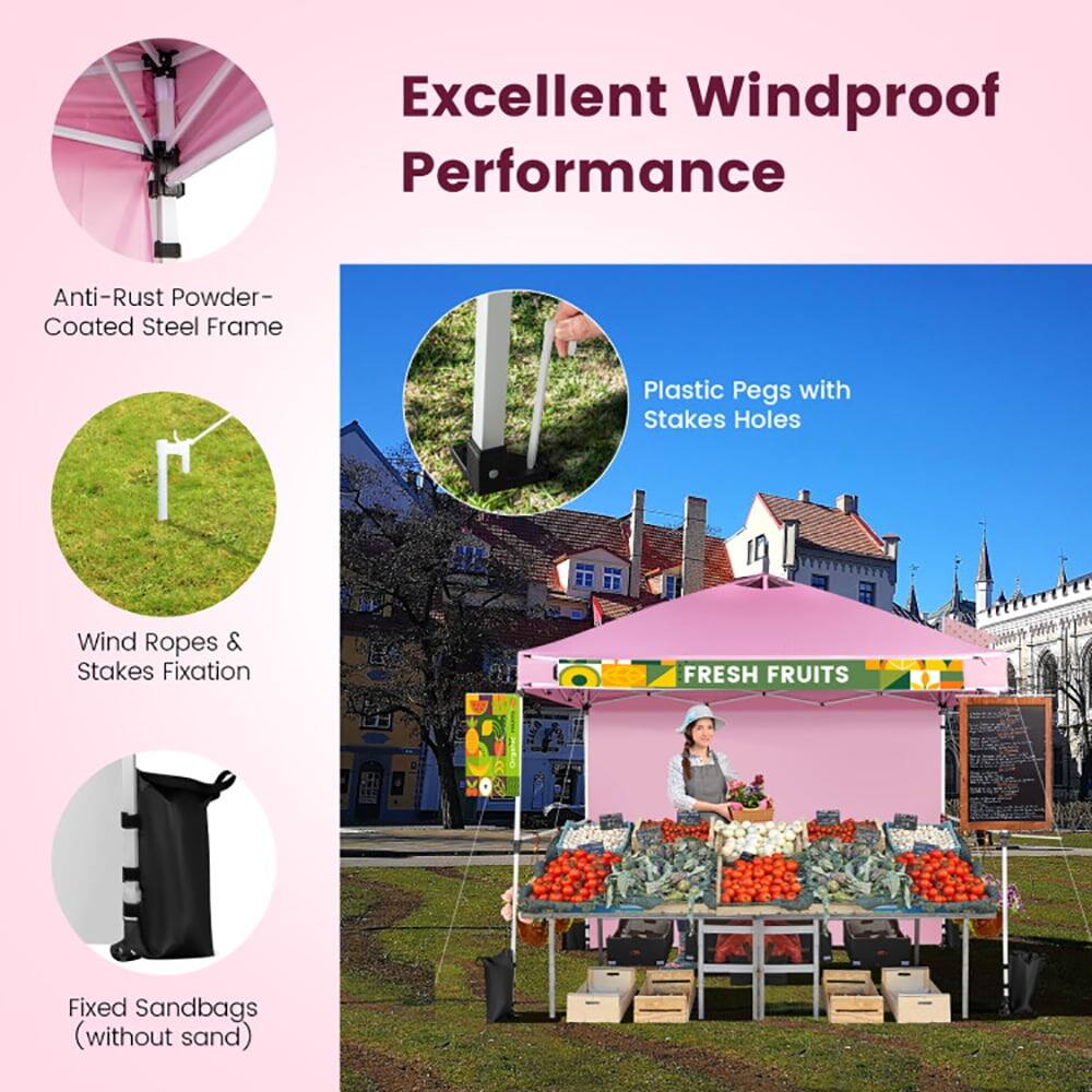 Excellent Windproof Performance

- Anti-Rust Powder-Coated Steel Frame
- Plastic Pegs with Stakes Holes
- Wind Ropes & Stakes Fixation
- Fixed Sandbags (without sand)

FRESH FRUITS