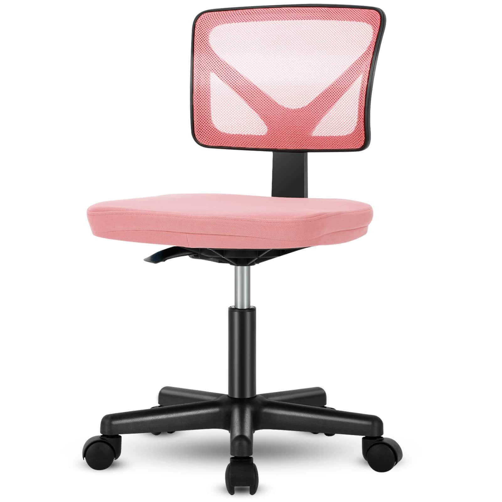 Spaco - Mesh Low-Back Armless Office Chair,Swivel Rolling Computer Chair No Arms with Lumbar Support, for Home Office - Pink
