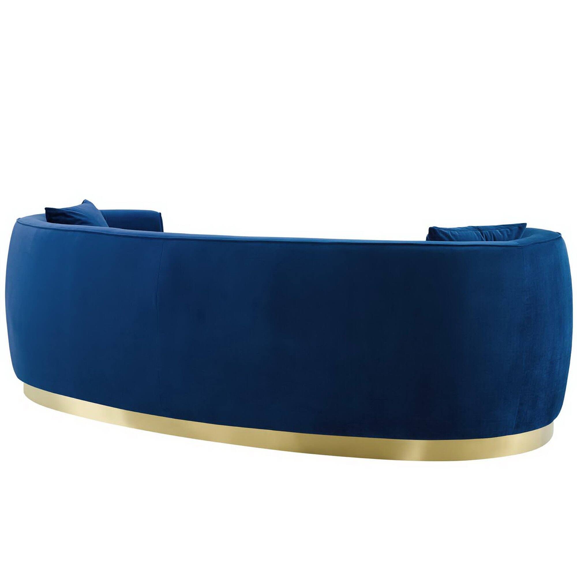 Back. Modway - Resolute Curved Performance Velvet Sofa by Modway - Blue.