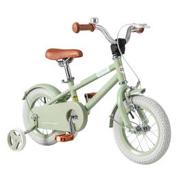 Costway - 12" Kids Bike with Adjustable Saddle Handlebar Removable Training Wheels Handbrake - Green