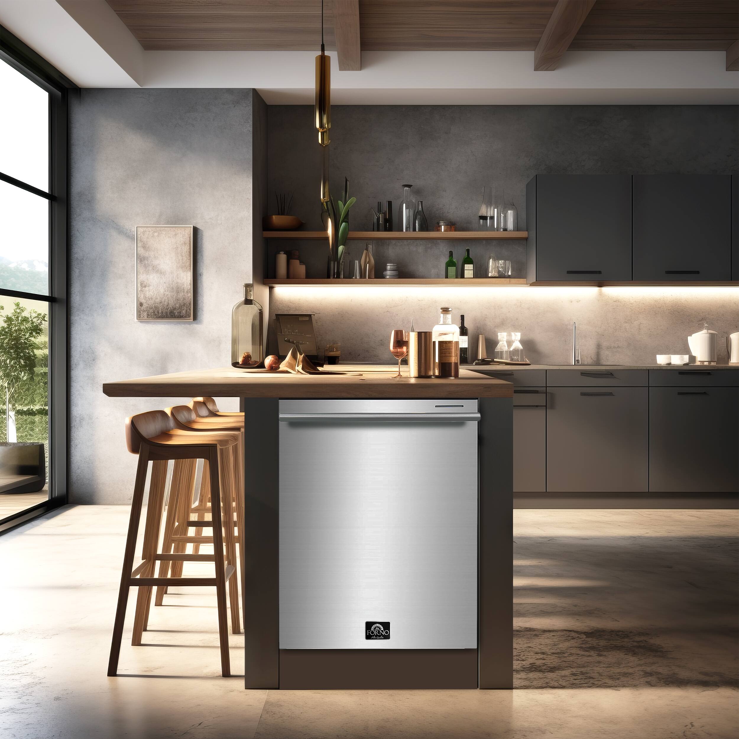 Alt View 19. Forno Appliances - Pozzo 24" Top Control Built-In Stainless Steel Tub Dishwasher with 3rd Rack and 49dBA. - Stainless Steel.