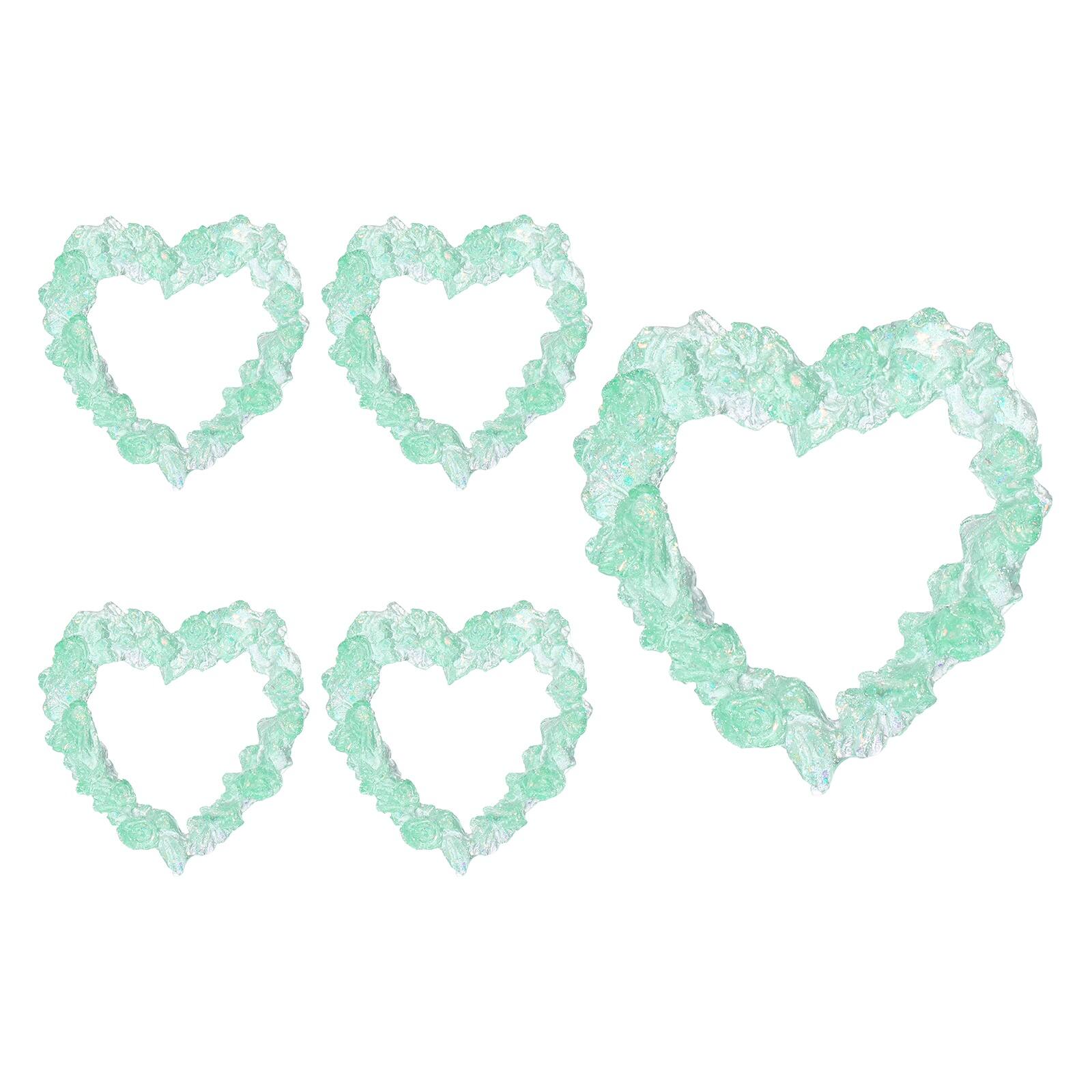 Unique Bargains - 5pcs Mini Vintage Picture Frames, 2in Resin Glow-in-dark Glitter Diamond Tiny Photo Frame for DIY - Cyan