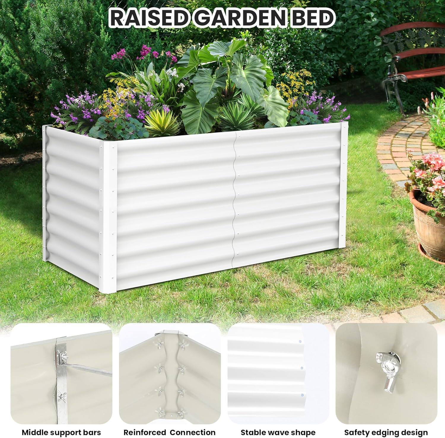 RAISED GARDEN BED

- Middle support bars
- Reinforced Connection
- Stable wave shape
- Safety edging design