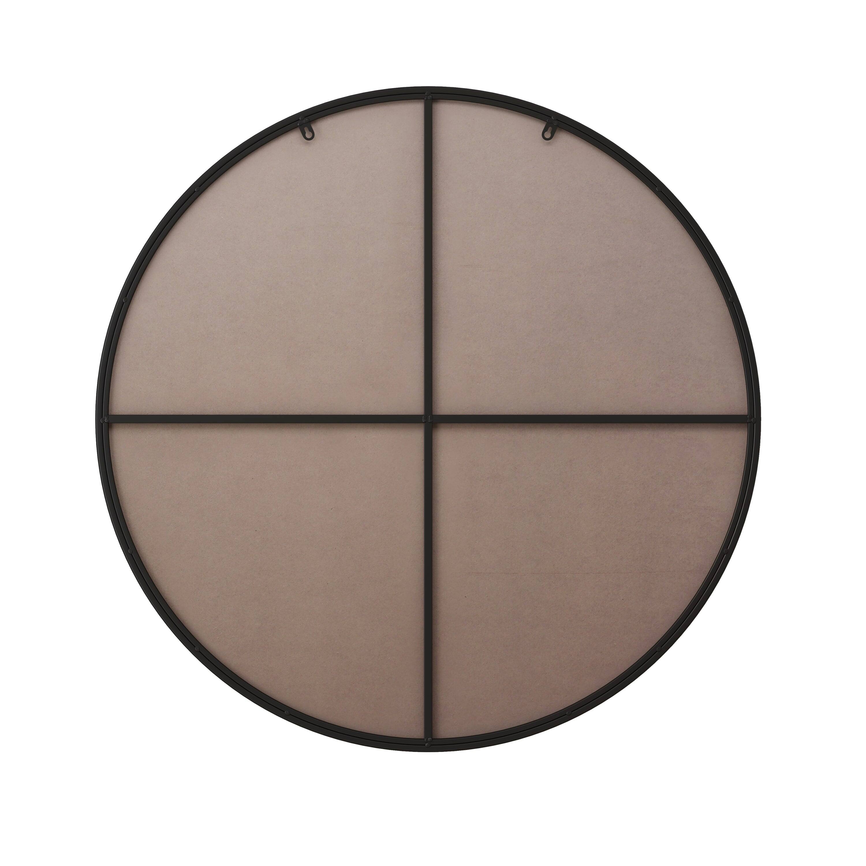 Back. BreeBe - 28 in Black Round Wall Mirror Metal Framed Vanity Dressing Mirror for Bathroom Living Room Bedroom Decor - Black.