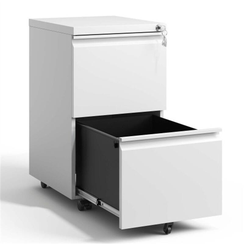 Alt View 4. HTUTWOO - Mobile File Cabinet 2-Drawer Metal - Rolling File Cabinet with Lock,Hanging A4 Size Holder,Fully Assembled Except Wheels - White.