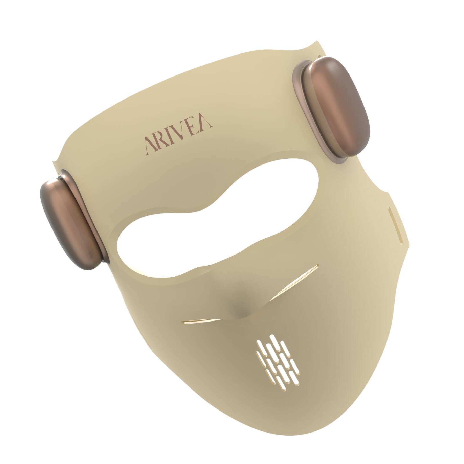 Alt View 8. Arivea - Wireless Red Light Therapy Mask for Face, Lightweight 4D LED Face Mask with Dual Near Infrared Light, Flexible Silicone - Beige.