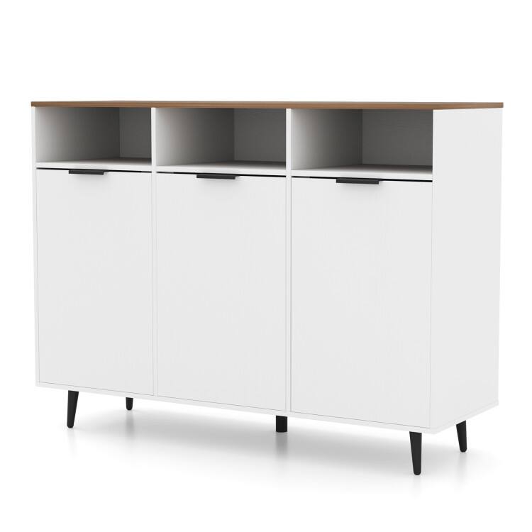 Front. SlickBlue - Sideboard Buffet Storage Cabinet with 5 Adjustable Shelves for Kitchen - White.