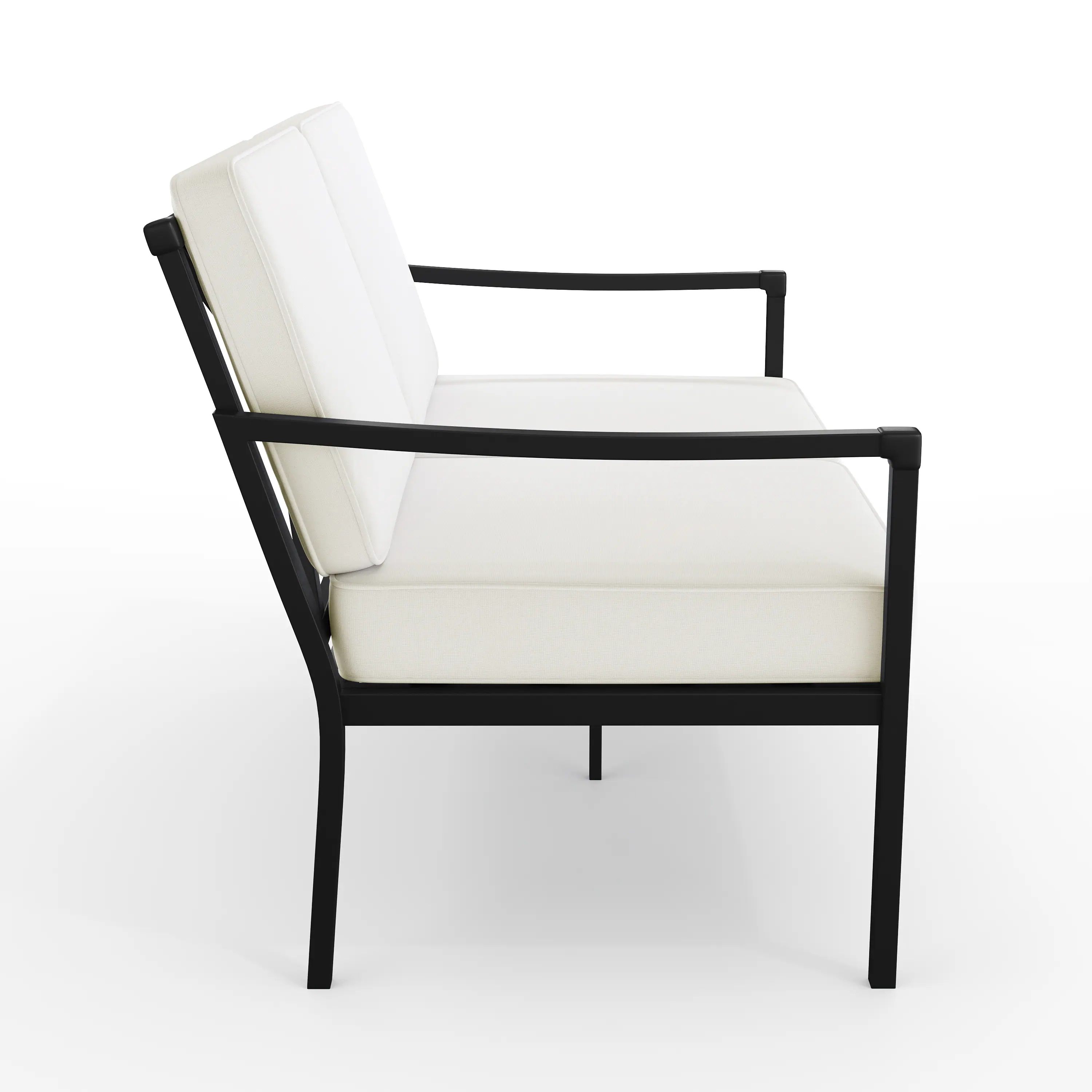 Alt View 9. Martha Stewart - Lily Pond 4pc Steel Patio Conversation Set with Loveseat, 2 Accent Chairs, Coffee Table - Cream Cushions/Black Frame.