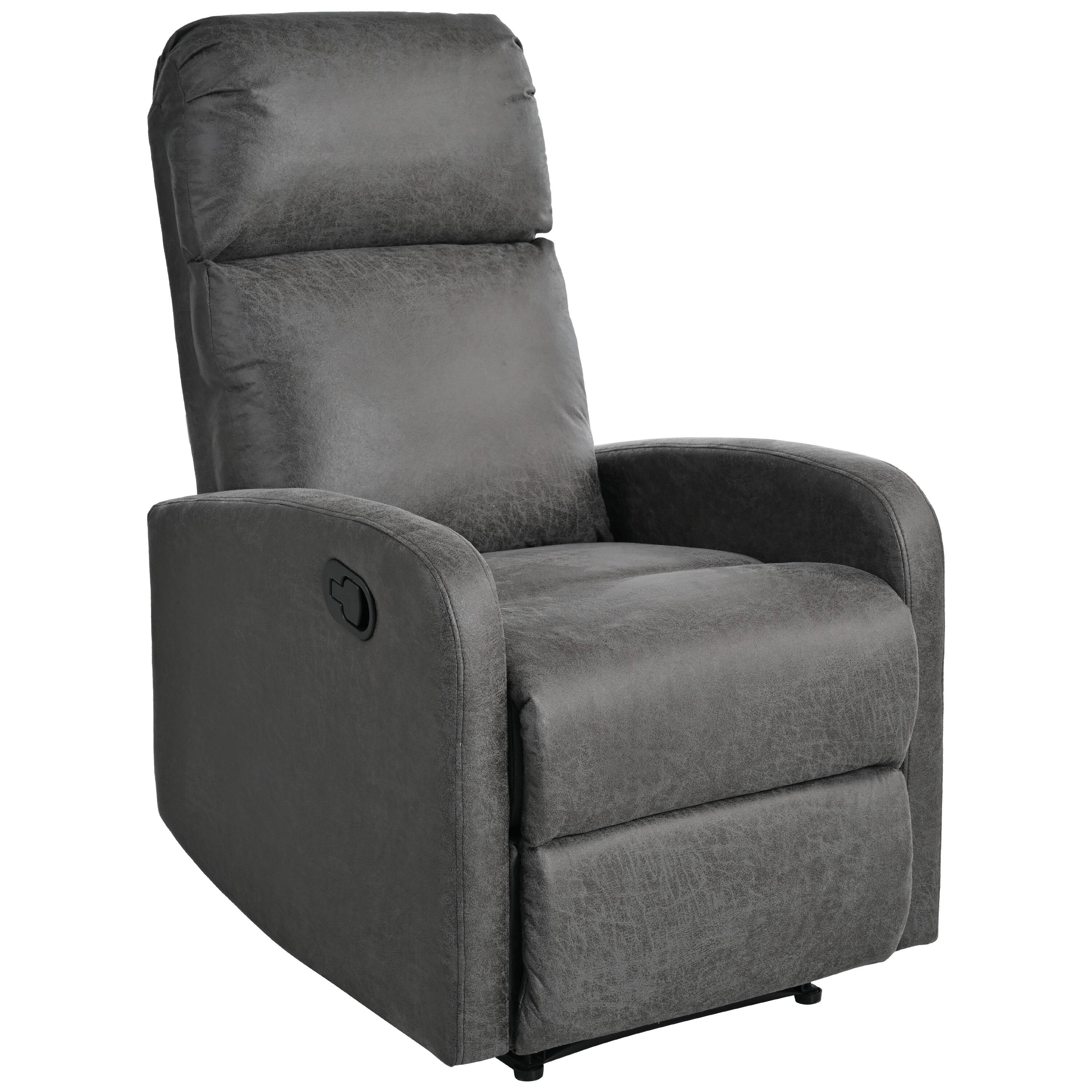 Alt View 4. APRILSOUL - Modern Recliner Manual Home Theater Chair Adjustable Backrest Slate Grey - Gray.