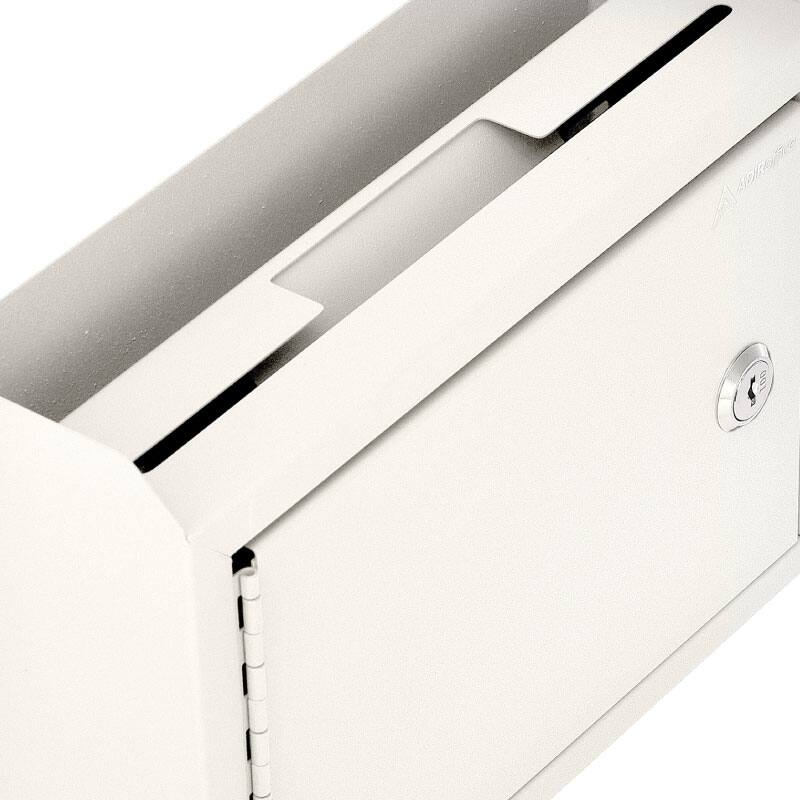 Angle. AdirOffice - Safe Steel Wall-Mount Drop Box with Key Lock - White.