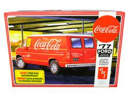 Skill 3 Model Kit 1977 Ford Delivery Van with 2 Bottles Crates and Vending Machine "Coca-Cola" 1/25 Scale Model by AMT - Red