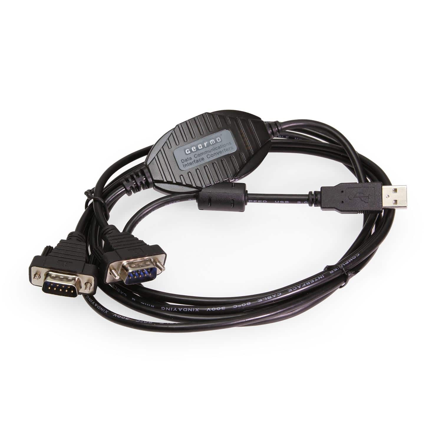 Gearmo - 2-Port USB to Serial Adapter COM Retention FTDI Chipset 920K Baud Rate - Black