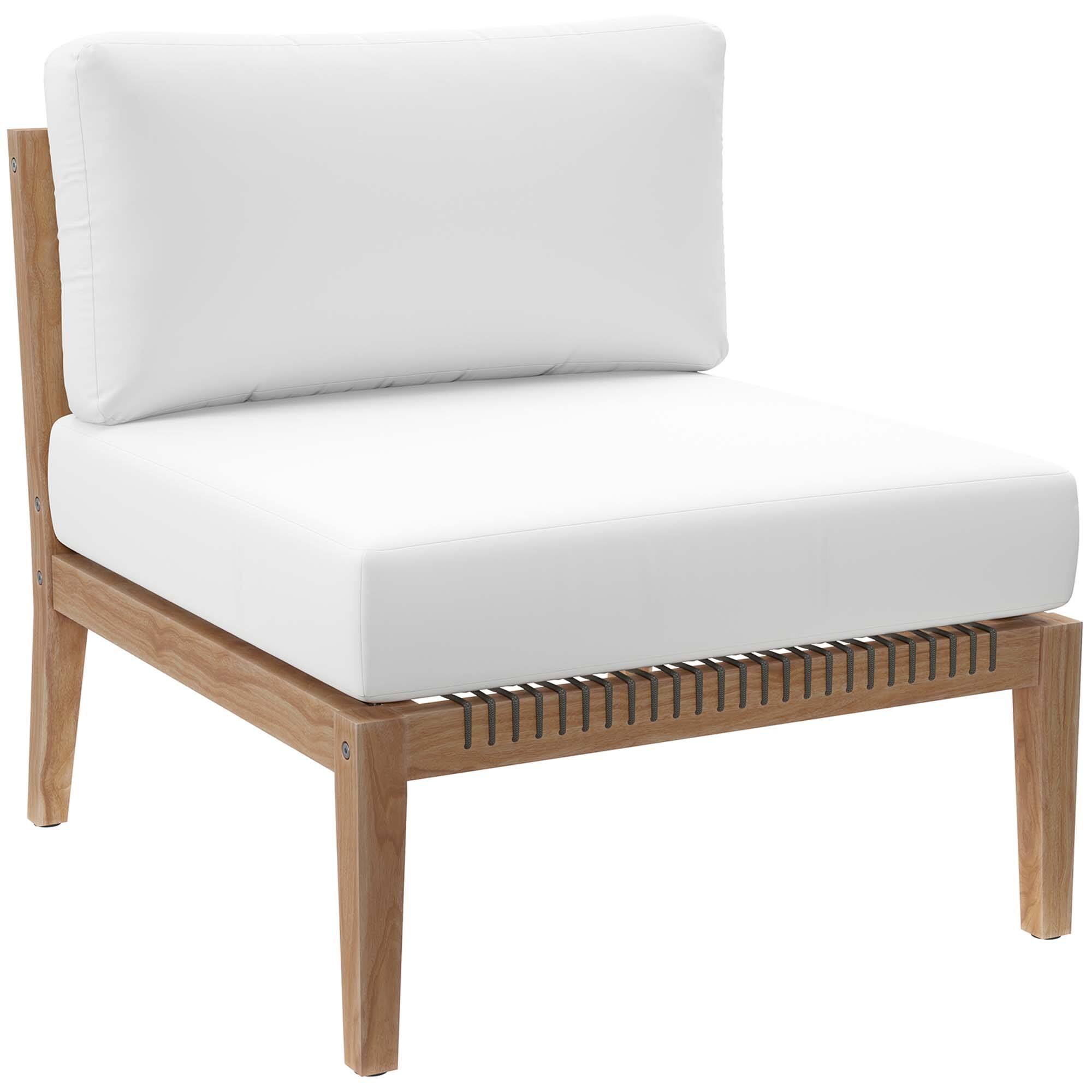 Alt View 6. Modway - Clearwater 6-Piece Outdoor Patio Teak Wood Sectional Sofa by Modway - Gray White.