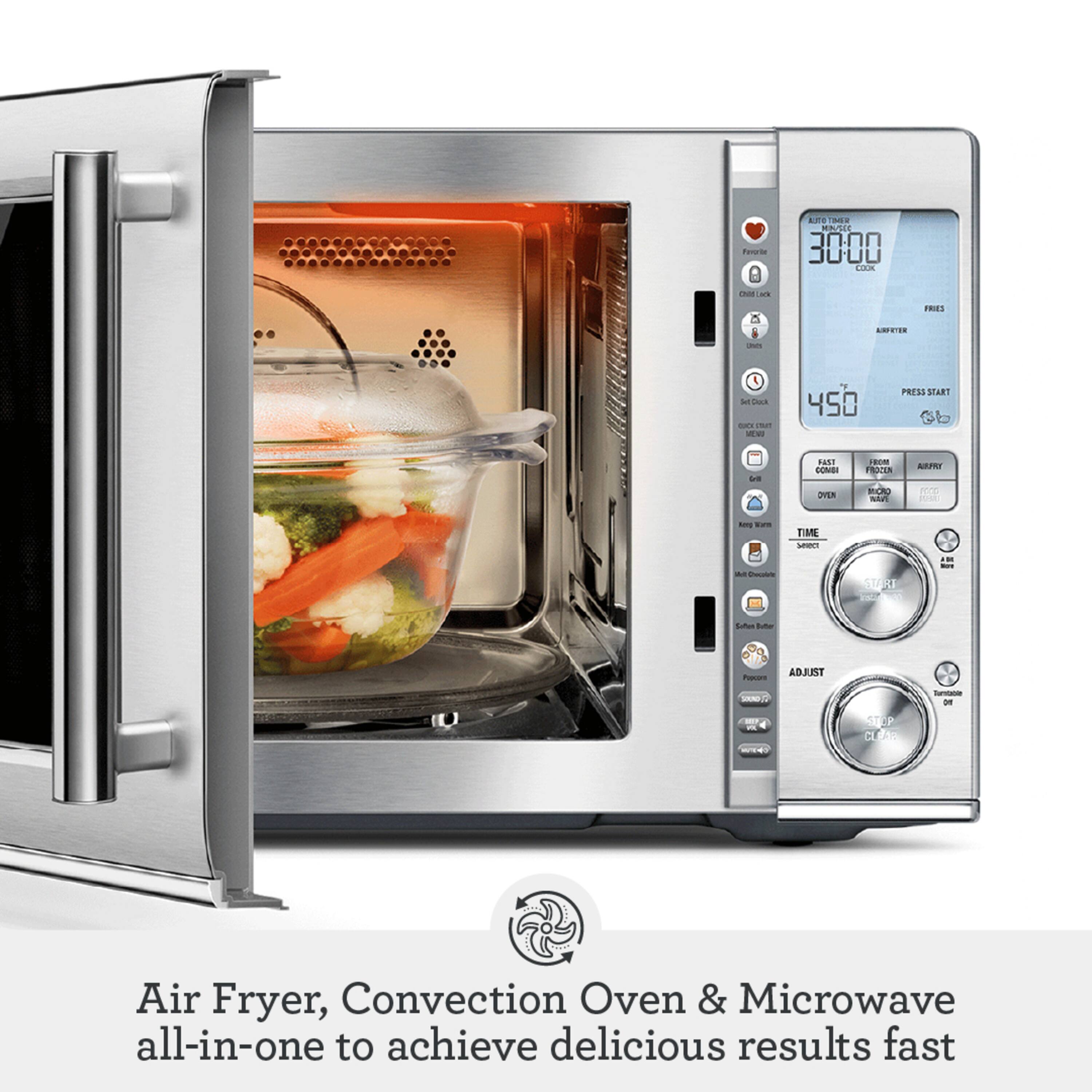 Air Fryer, Convection Oven & Microwave all-in-one to achieve delicious results fast