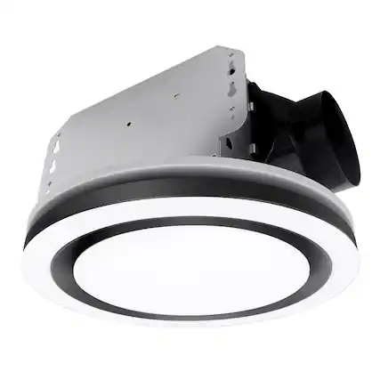 Front. Akicon - 1390N3 Series Decorative Black Fan Speed 90 CFM Ceiling Bathroom Exhaust Fan with 18 Watt Dimmable 3CCT LED Light Round - Black.