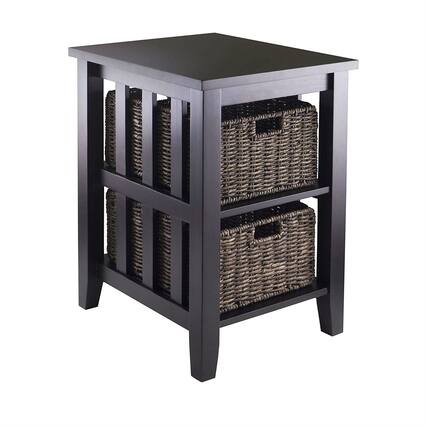 Front. SlickBlue - Accent Table with 3 Shelves and 2 Storage Baskets - Espresso.