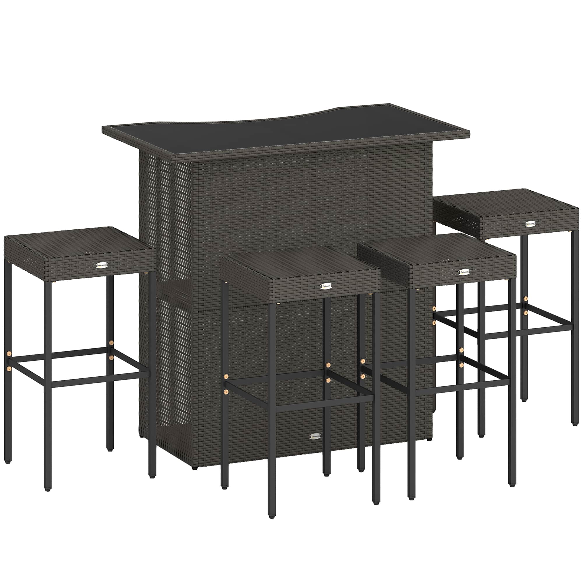 Outsunny - Piece Rattan Wicker Bar Set, High Top Outdoor Table and Chairs, Bar Height Patio Set - Dark Brown price history on PriceWatchPro