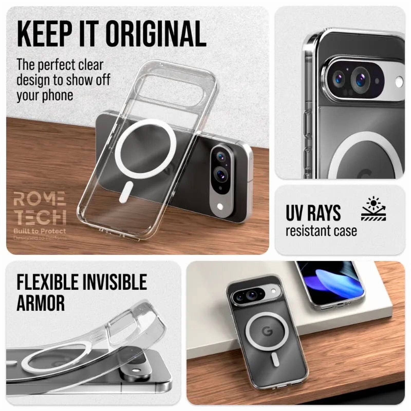 KEEP IT ORIGINAL  
The perfect clear design to show off your phone  

ROME TECH  
Built to Protect  

UV RAYS resistant case  

FLEXIBLE INVISIBLE ARMOR