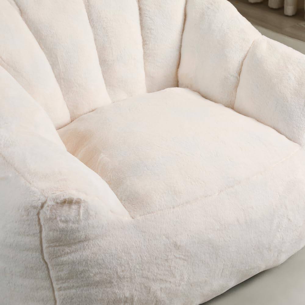 Alt View 5. Trinkets Crazed - Bean Bag Chair with Arms,Comfy Faux Fur Boneless Beanbag Chairs for Adults and Kids - white.