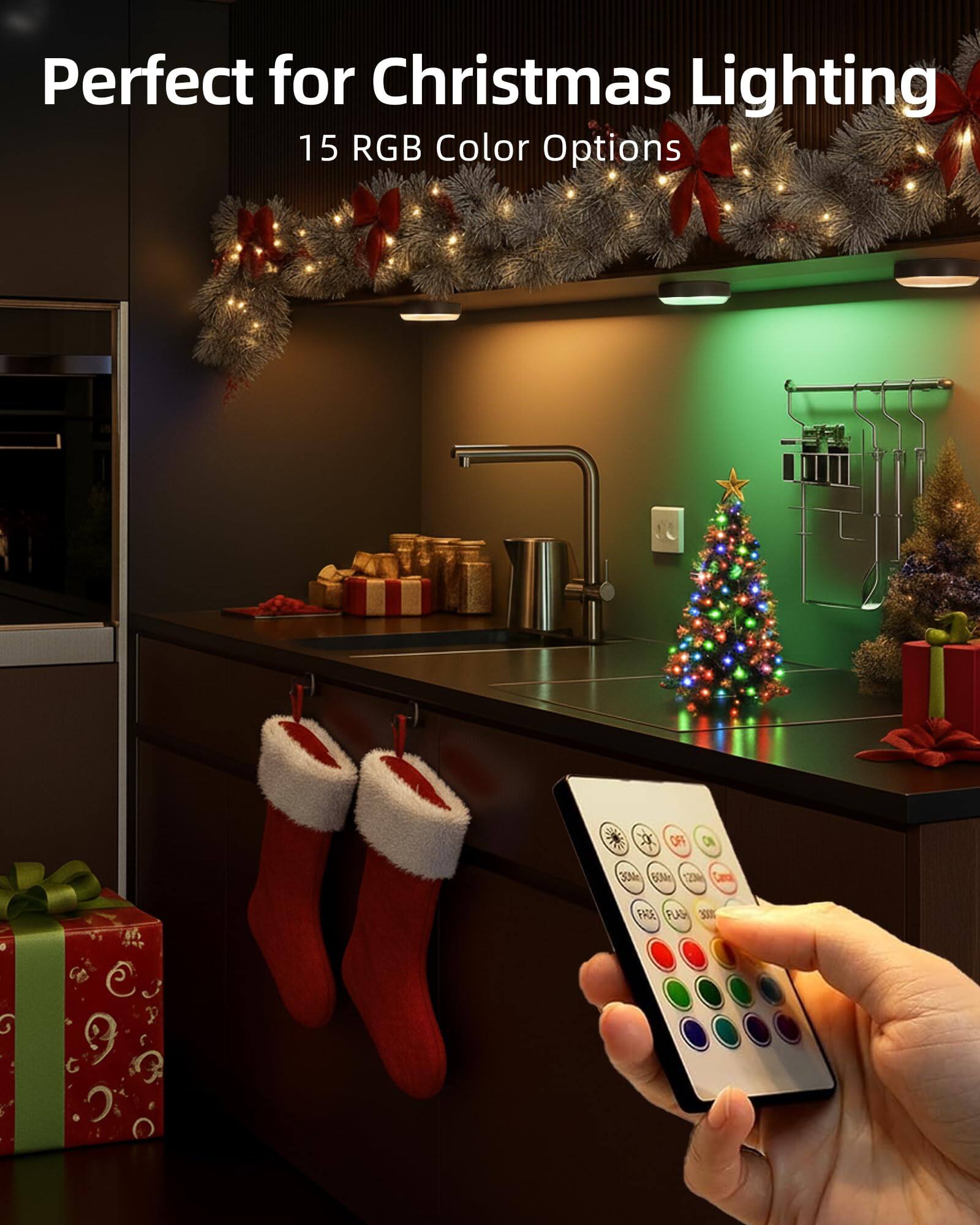 Perfect for Christmas Lighting  
15 RGB Color Options