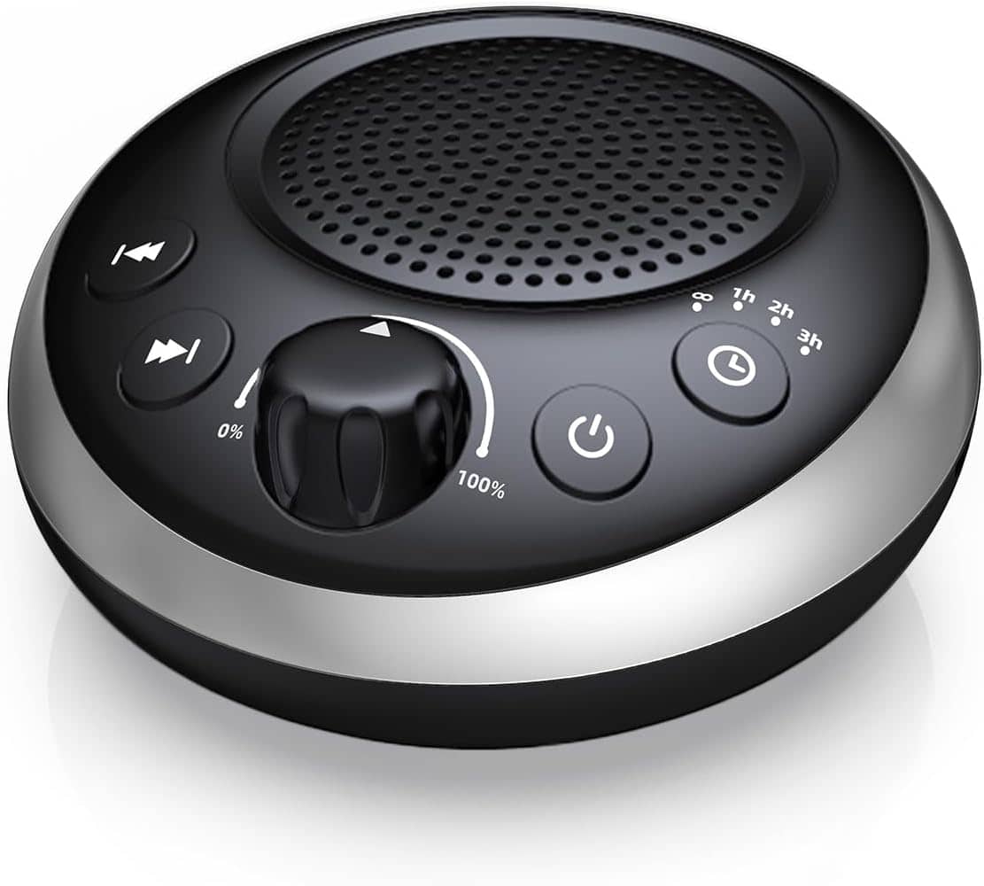 FINEAK - Loud Pink Noise Machine Sleep Machine Nostop 30 Soothing Sounds for Baby Kids Adults - Black