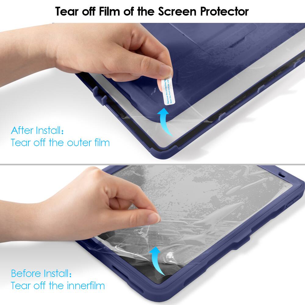 Tear off Film of the Screen Protector

After Install:
Tear off the outer film

Before Install:
Tear off the inner film