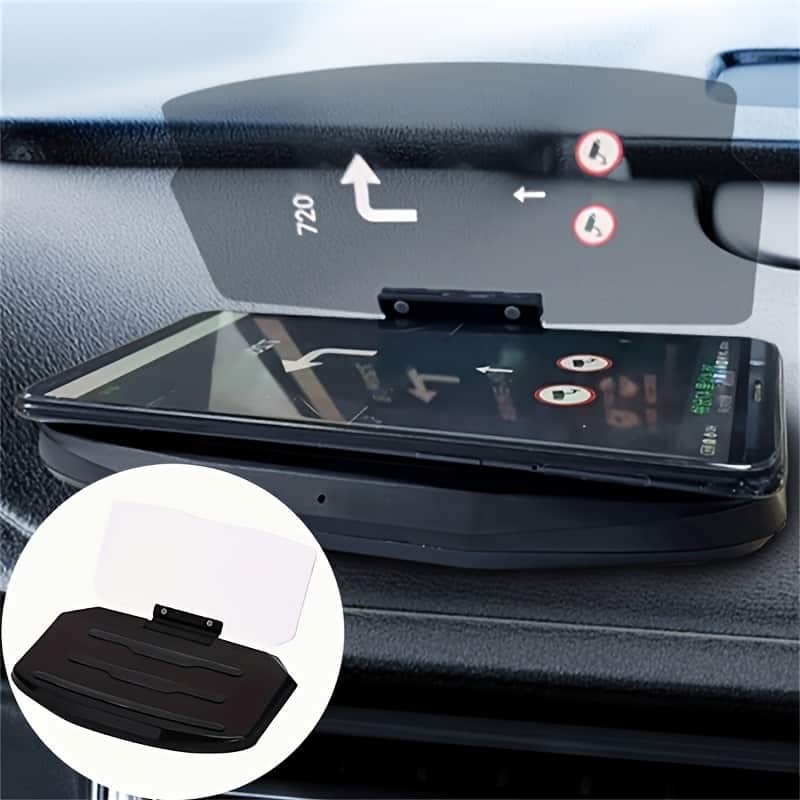 Furno Fusion - Car HUD Display w/ Adjustable Phone Mount, GPS Projector, 720° Rotation, Fits Most Vehicles - Black