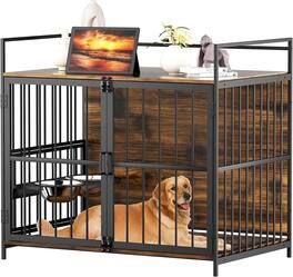 Dexmalle - Dexmalle-41"Dog Crate for Large-Balck,Metal