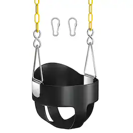 AGPtek - High Back Full Bucket Toddler Swing Seat with Yellow Coated Swing Chains - Black