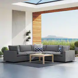 Commix 5-Piece Sunbrella® Outdoor Patio Sectional Sofa by Modway - Gray