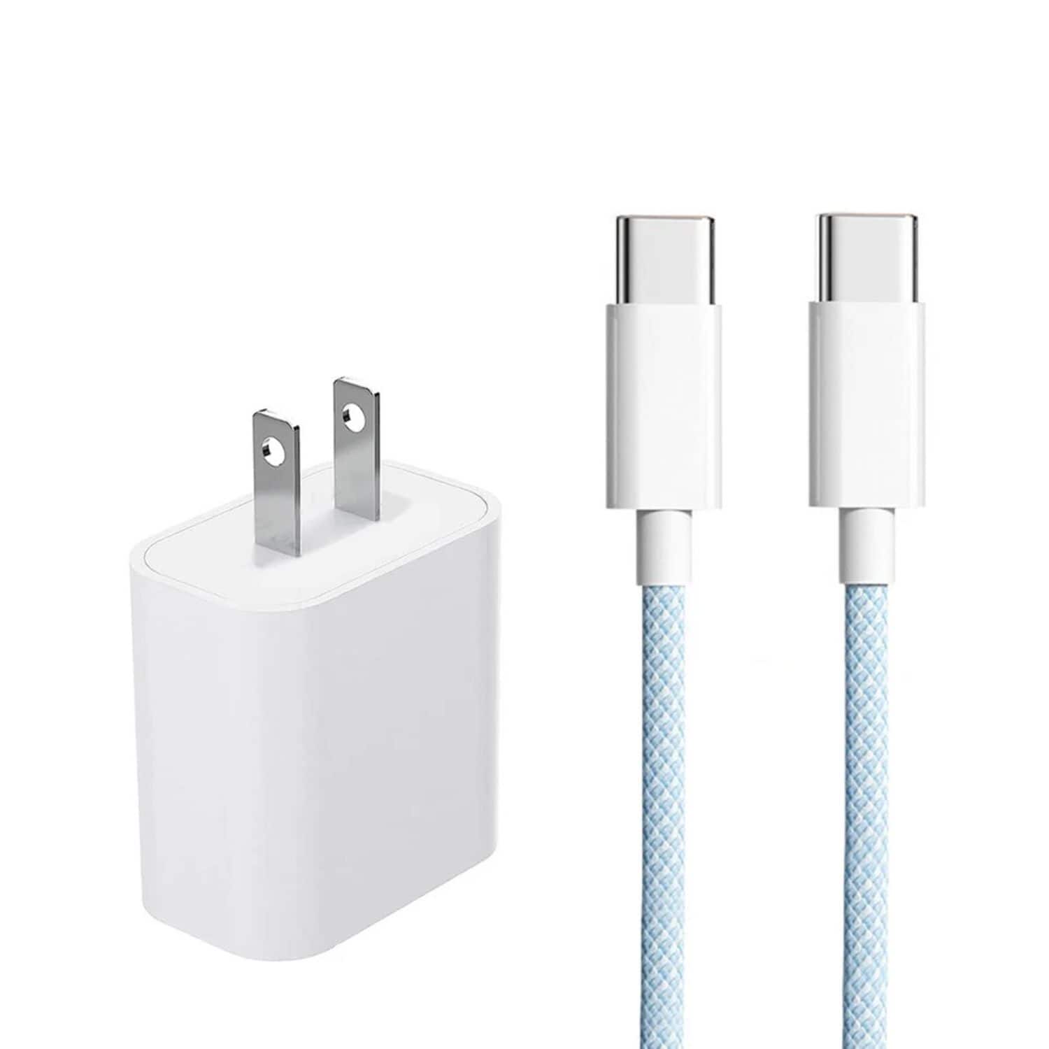 Stock Preferred - 20W USB-C Fast Charger with 2m Nylon USB-C to USB-C Cable for iPhone 15/14, Samsung, iPad