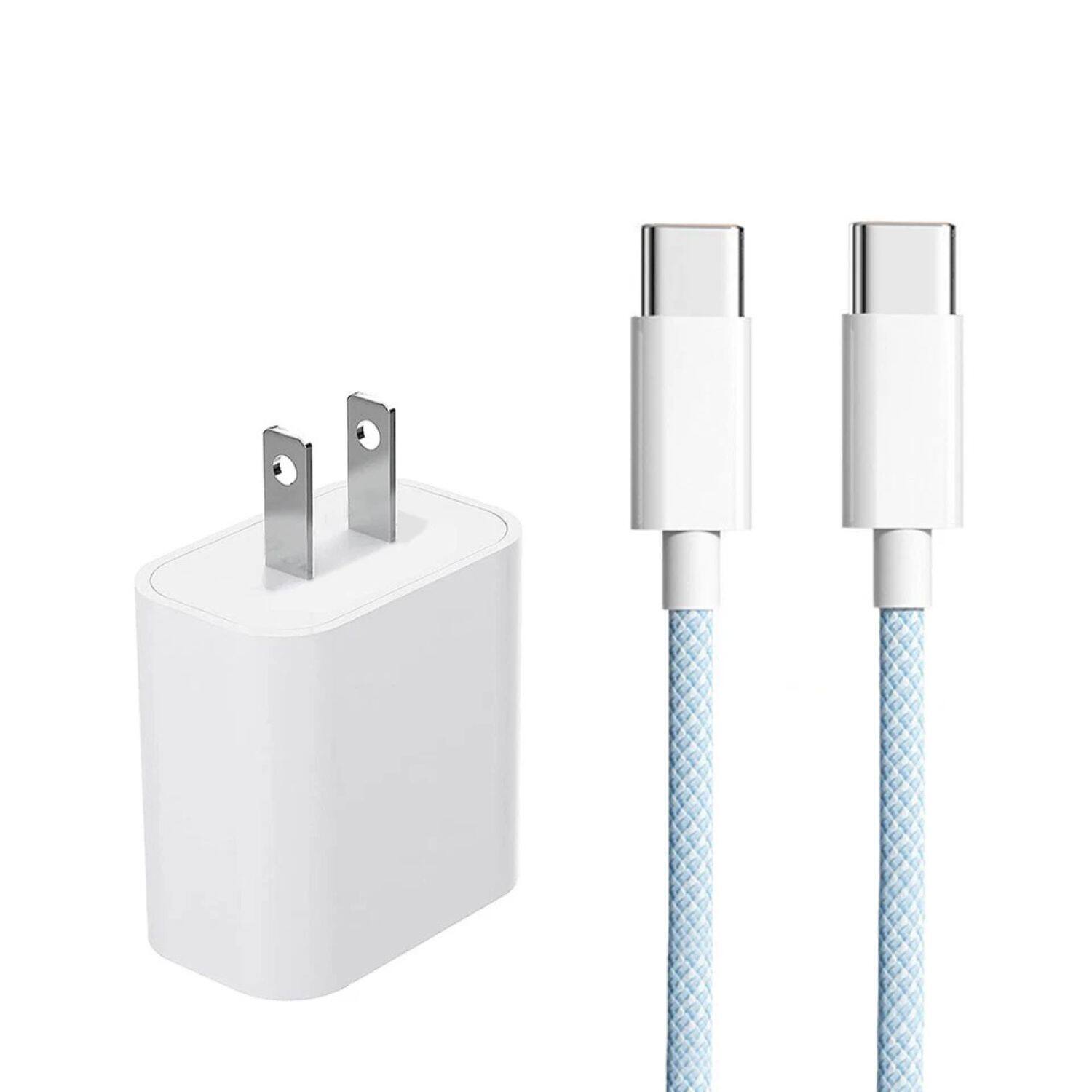 Stock Preferred - 20W USB-C Fast Charger with 2m Nylon USB-C to USB-C Cable for iPhone 15/14, Samsung, iPad