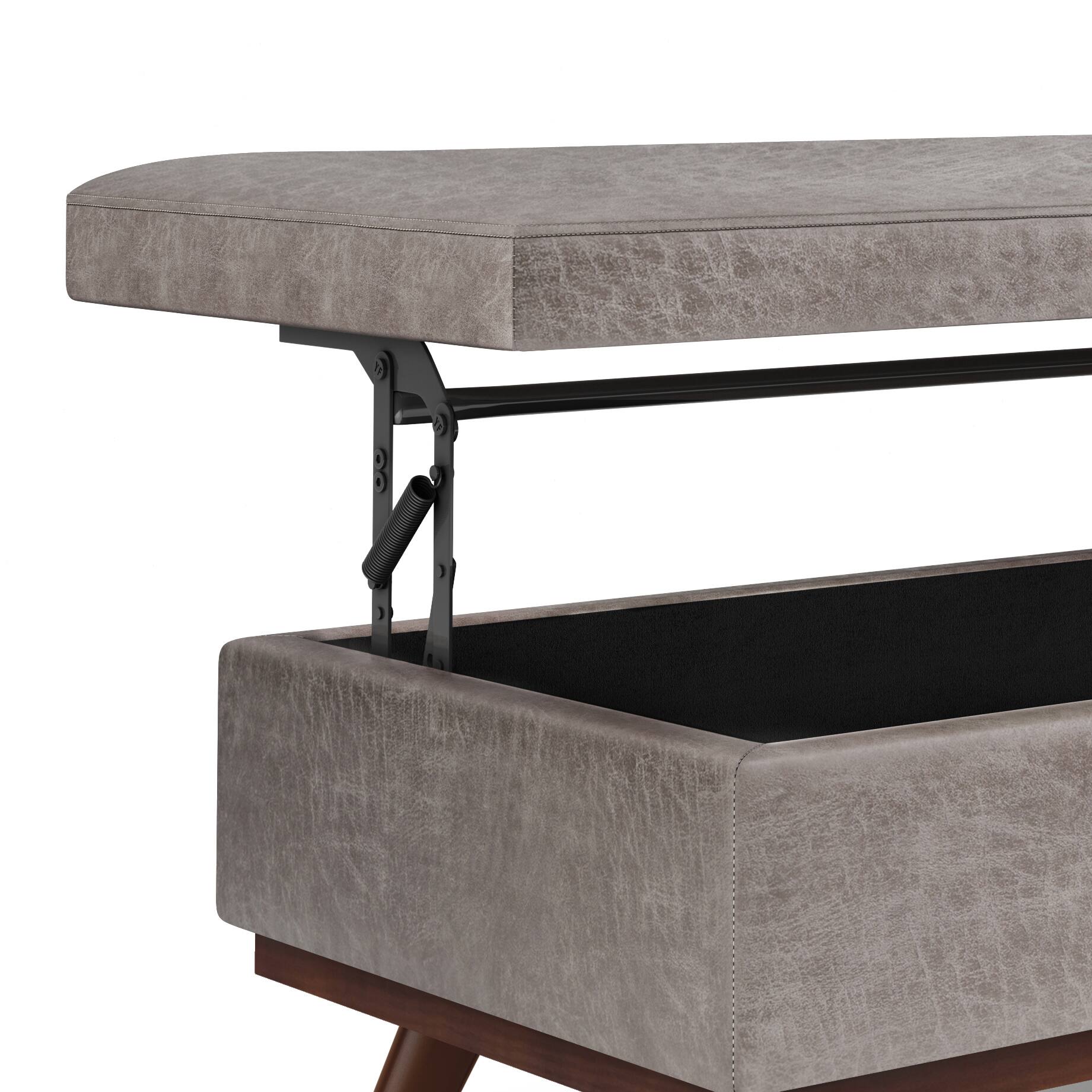 Alt View 13. Simpli Home - Owen Lift Top Large Coffee Table Storage Ottoman - Distressed Grey.