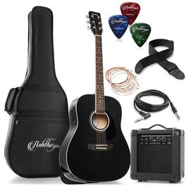 Ashthorpe - 41-in Dreadnought Acoustic Electric Guitar with 10 Watt Amp - Black