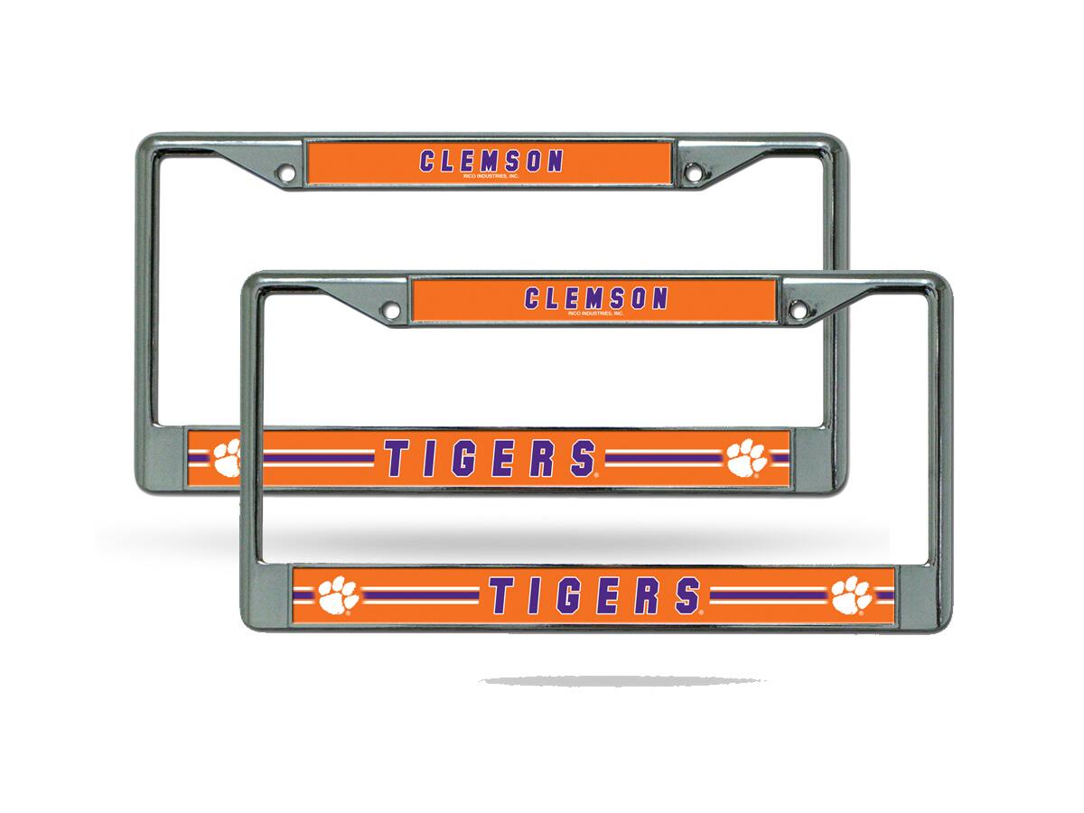 Clemson Tigers Chrome Metal License Plate Frame - Set of 2 Frames