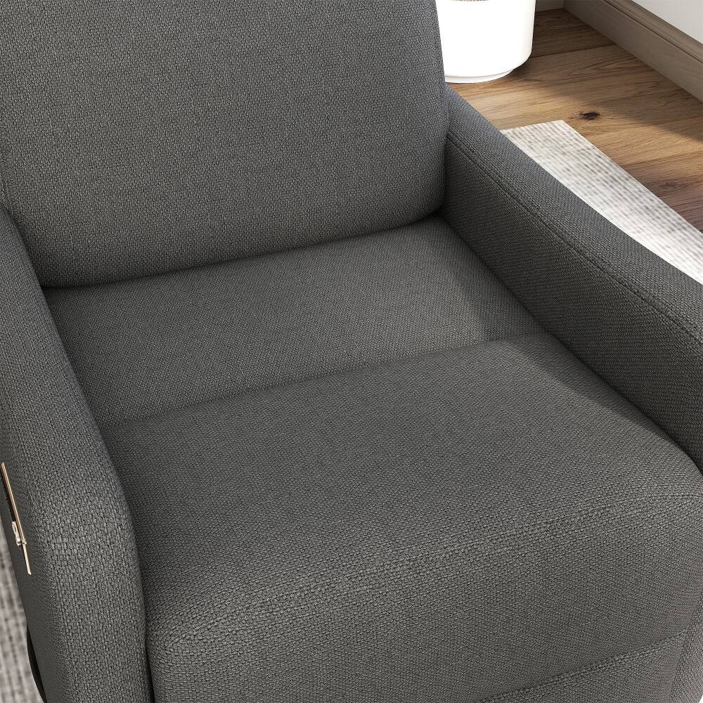 Alt View 10. Loheer - Loheer Power Swivel Recliner Chair Dark Gray Small Space Rocking Recliner Upholstered Glider Nursery Chair - Dark Gray.