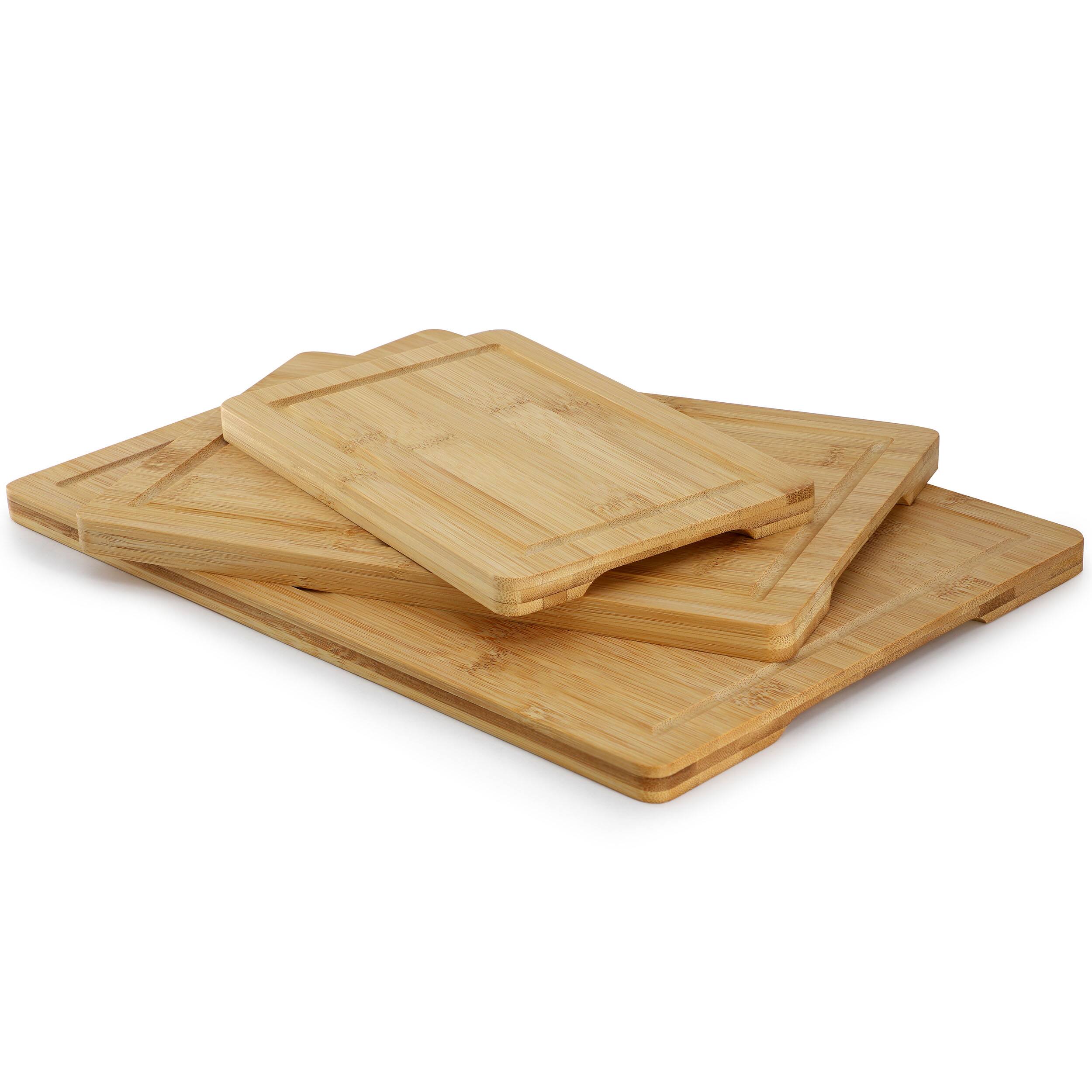 Alt View 3. MegaChef - MegaChef 3 Piece 9 Inch, 12 Inch, and 15 Inch Bamboo Wood Cutting Board Set with Juice Grooves - Brown.