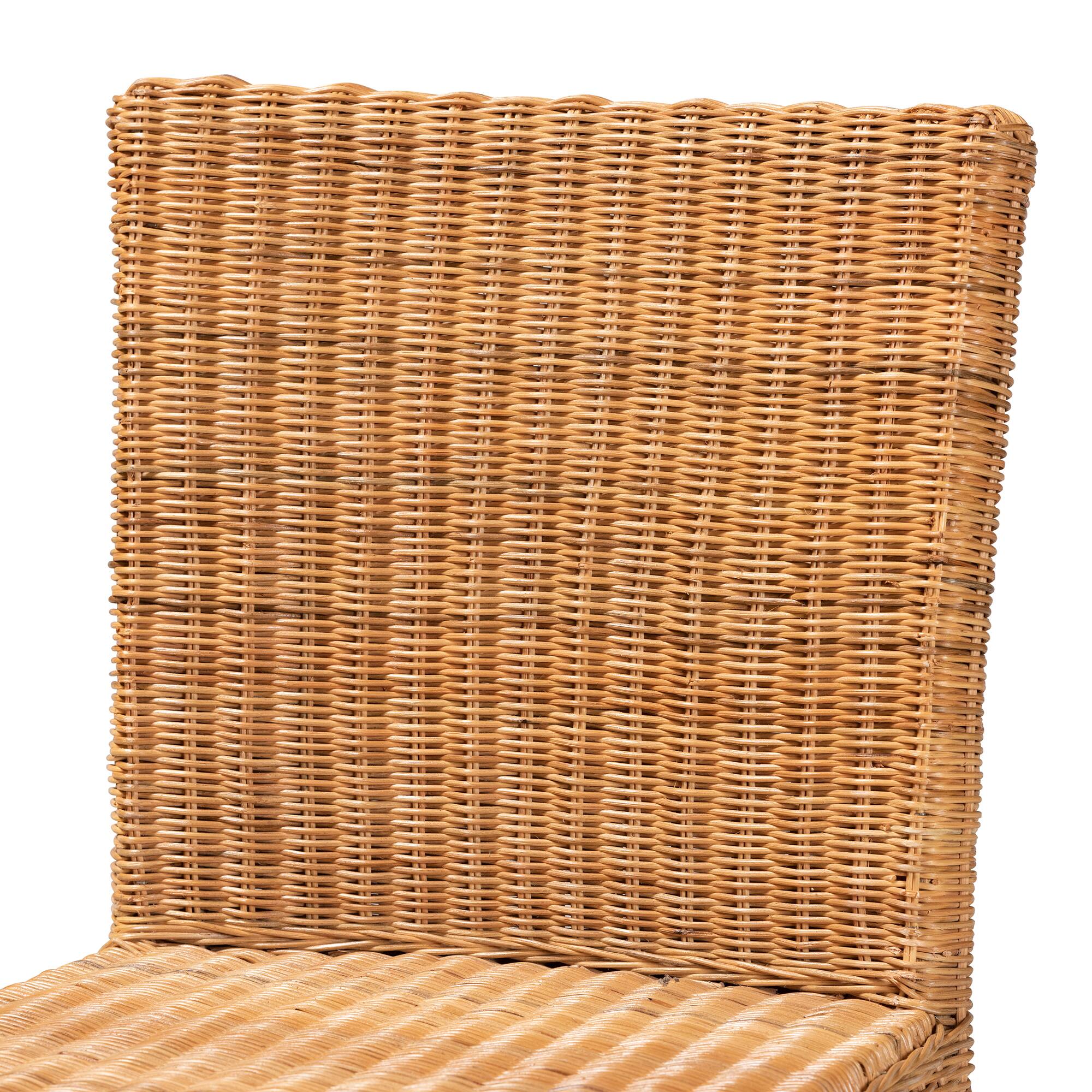 Alt View 1. bali & pari - Racquel Modern Bohemian Natural Rattan and Mahogany Wood Counter Stool - Natural Brown/Walnut Brown.