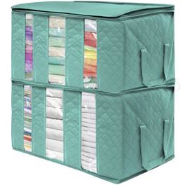 Sorbus - Foldable Storage Bag Organizers, 3 Sections, Great for Clothes, Blankets, Closets, Bedrooms, and More, 2-Pack - Teal