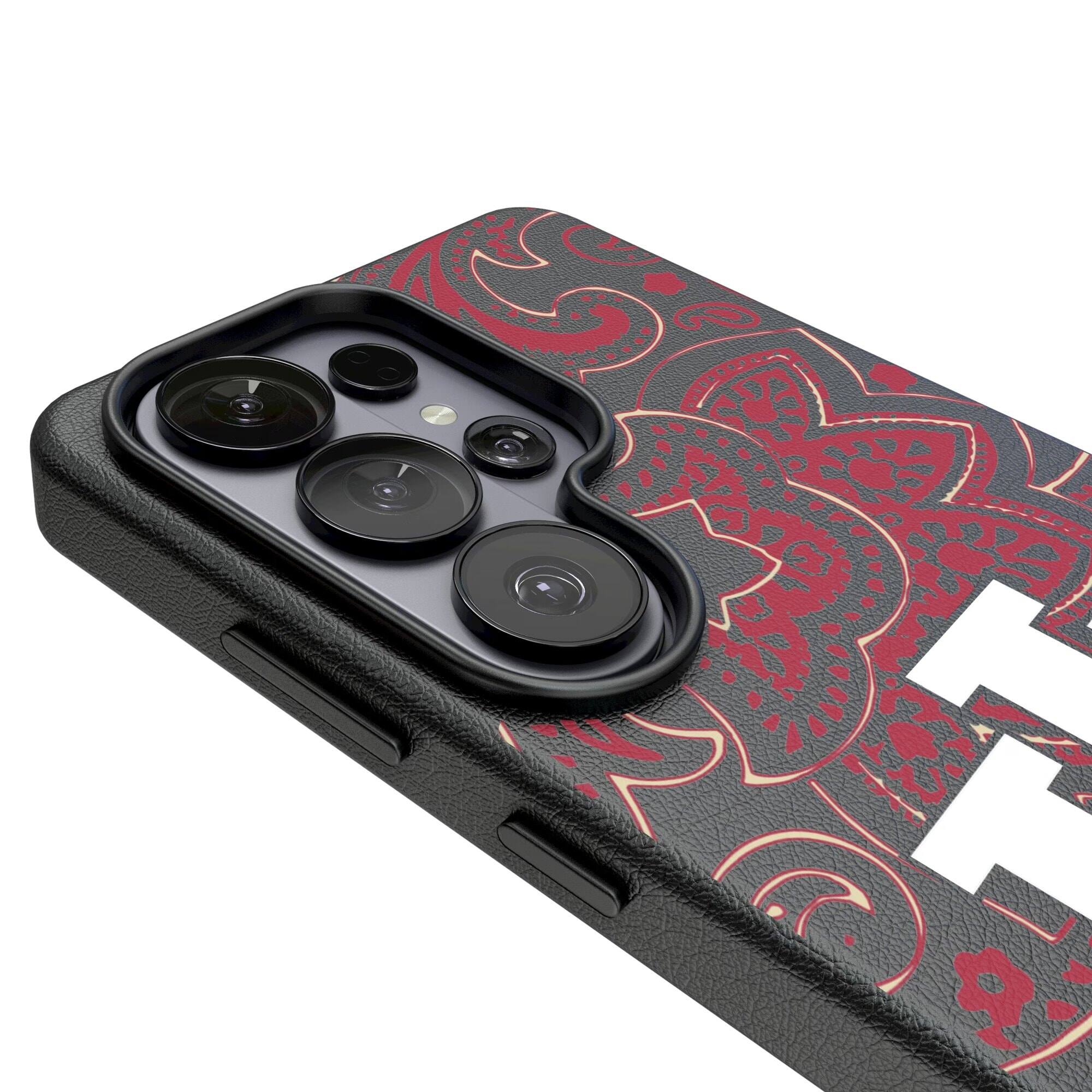 Alt View 2. Keyscaper - Indiana Hoosiers Paisley Galaxy Magnetic Bump Case - S24 Ultra - Black.