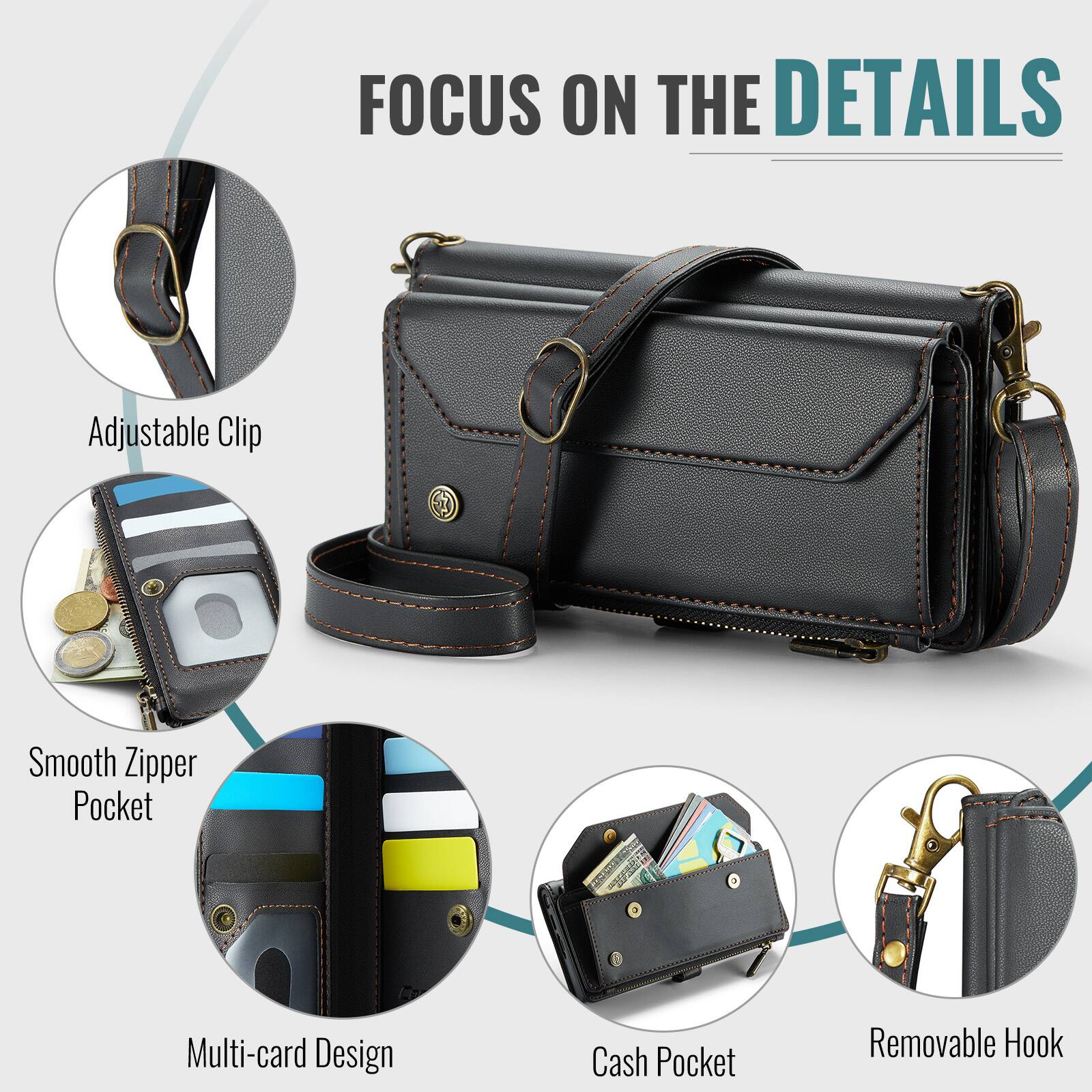 FOCUS ON THE DETAILS

- Adjustable Clip
- Smooth Zipper Pocket
- Multi-card Design
- Cash Pocket
- Removable Hook
