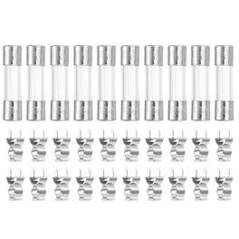 Unique Bargains - Glass Tube Fuses, 5x20mm 5A 250V Quick Fast Blow Glass Cartridge Tube Fuse with 20pcs Safety Clip 10pcs