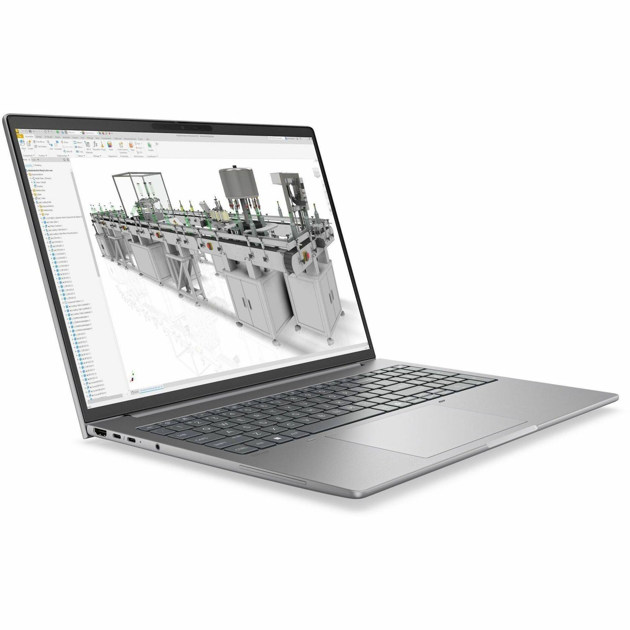 Alt View 24. HP - ZBook 8 G2i 16" IPS 1920 x 1200 (WUXGA) Laptop - Intel Core Ultra 7 with 16GB Memory - 512 GB SSD - Meteor Silver Aluminum, Gray.