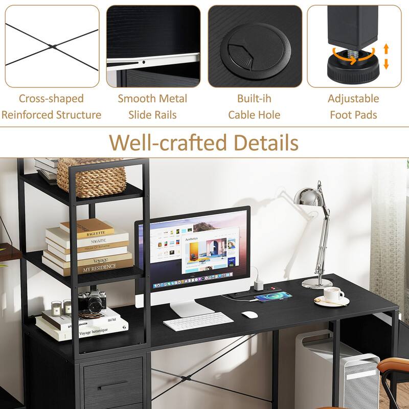 Cross-shaped Smooth Metal Reinforced Structure Slide Rails Built-in Cable Hole Adjustable Foot Pads Well-crafted Details